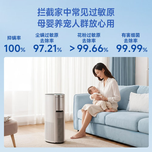 悦呼吸空气净化器家用母婴除螨虫粉尘过敏原室内除甲醛菌净化机 - 图2