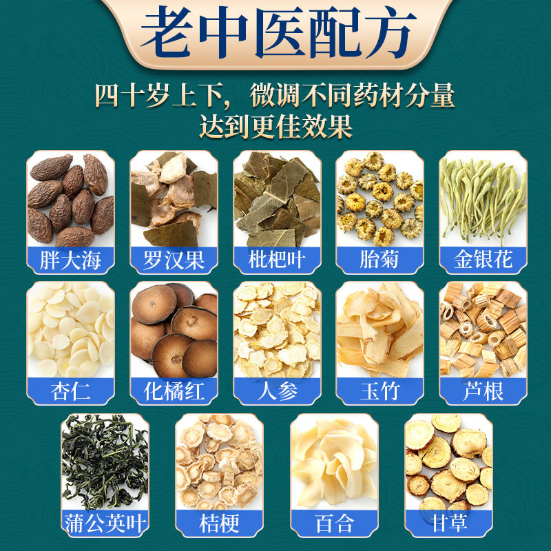 胖大海舒咳枇杷叶杏仁桔梗包化橘红 圣草极养生茶