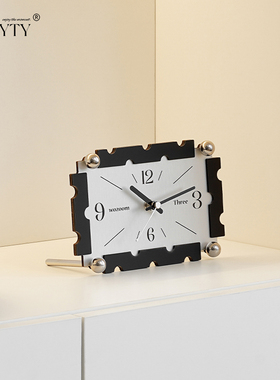 TEBO入户玄关时钟摆件客厅电视柜摆台式座钟办公桌面装饰钟表