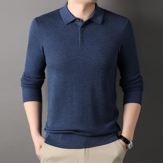 Lomon autumn lapel wool men's sweater