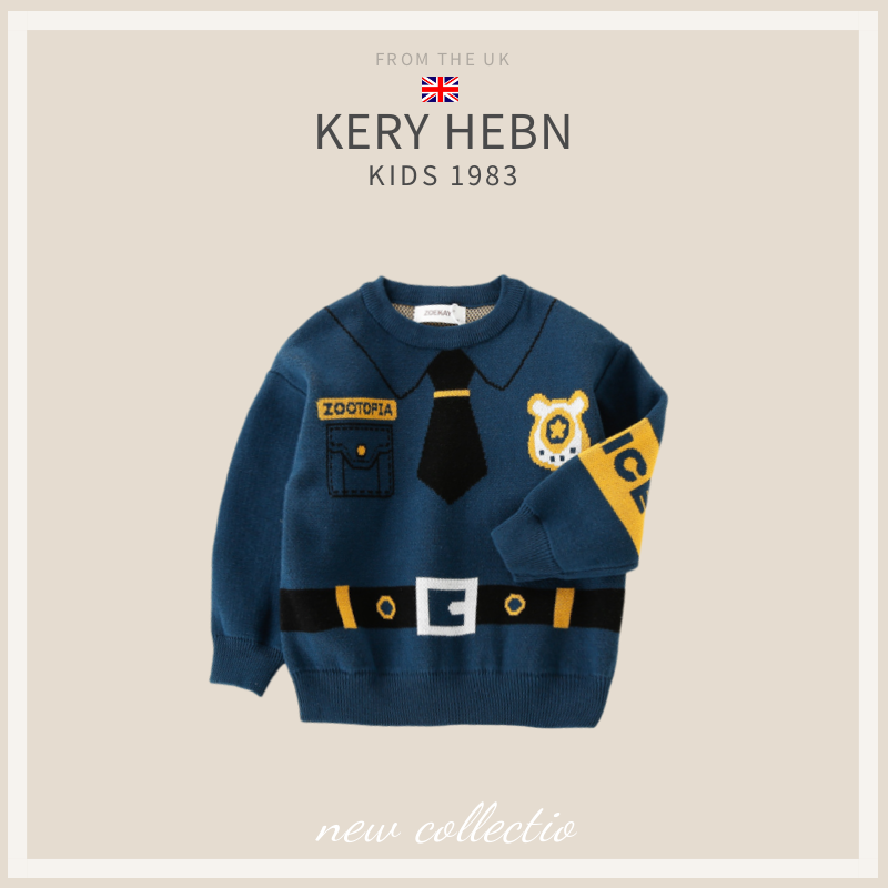 KeryHebn儿童秋冬疯狂动物城豹警官卡通套头衫男童女童针织衫毛衣,淘宝优惠券,粉丝福利购,淘宝优惠卷