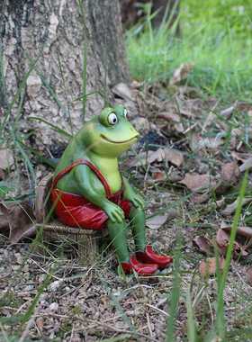 新款直销亚马逊新款座椅青蛙摆件创意树脂庭院花园青蛙雕像景观装