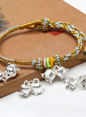 足银S999纯银并蒂铃兰花吊坠