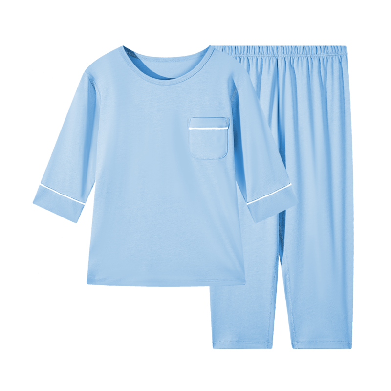 euv 儿童全棉睡衣夏季男女童家居服七分袖套装纯棉夏天短袖空调服 - 图3