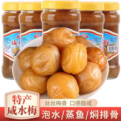 潮汕咸酸梅腌制咸水梅罐头盐水青竹梅子广东特产蒸鱼梅肉酸甜开胃 - 图0