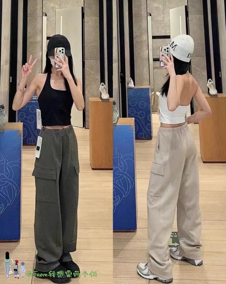 新品 女团神裤~From推荐显瘦工装裤运动宽松Coton直筒阔腿裤女 秋