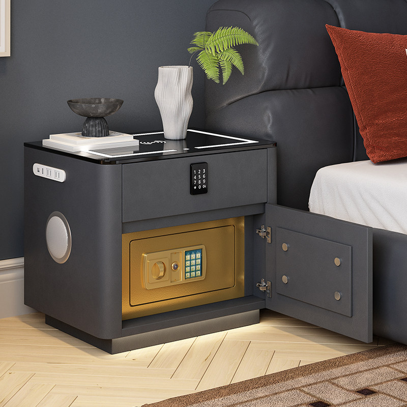 智能实木床头柜保险箱一体简约家用卧室带锁轻奢高级感小型收纳柜,淘宝优惠券,粉丝福利购,淘宝优惠卷