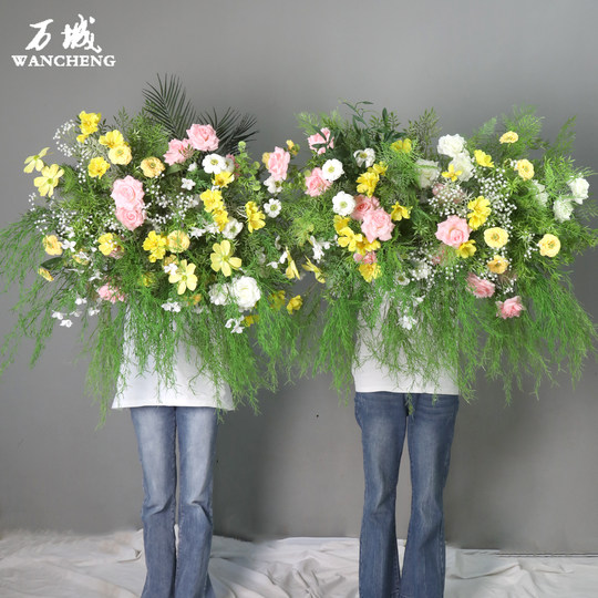 森系婚礼地排花结婚路引花婚礼花排迎宾花路引仿真花布置装饰花艺