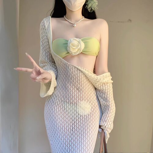 2026新款比基尼泳衣女泰式辣妹性感抹胸长裙绝美海边温泉度假聚拢 - 图3