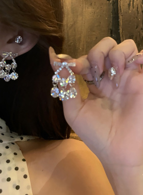 温柔甜美~精致重工微镶闪钻流苏耳环女气质显瘦个性气质时尚耳饰
