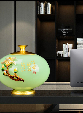 琉璃茶叶罐聚宝盆办公室客厅玄关