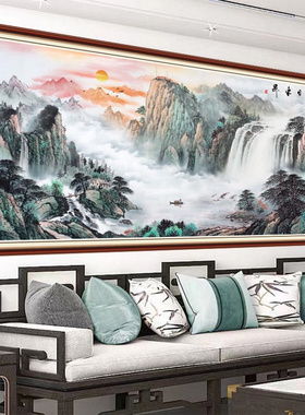 客厅新中式防水防油国画水墨画