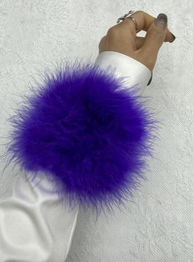 亚马逊爆品5cm宽鸵鸟毛啪啪圈跨境舞台表演羽毛手环发带脚环头饰