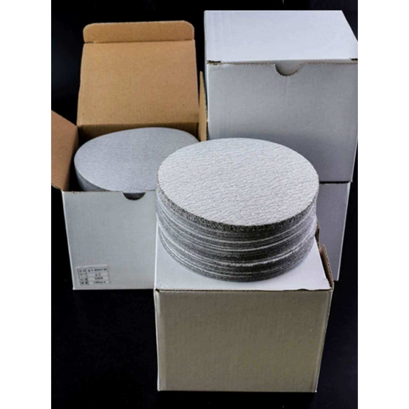 植绒砂纸圆盘白4寸5寸6寸自粘木工打磨抛光气动打磨机砂纸片汽车 - 图0