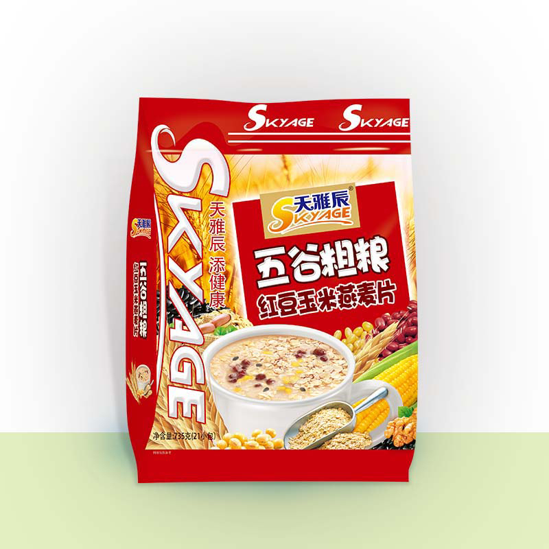 天雅辰五谷粗粮红豆玉米燕麦片735g 内含21小包美味营养早餐冲调 - 图0