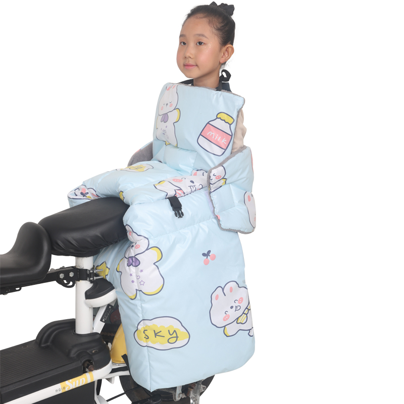 电动车后座挡风被冬季儿童挡风罩加绒加厚三轮摩托电瓶车亲子防风 - 图3
