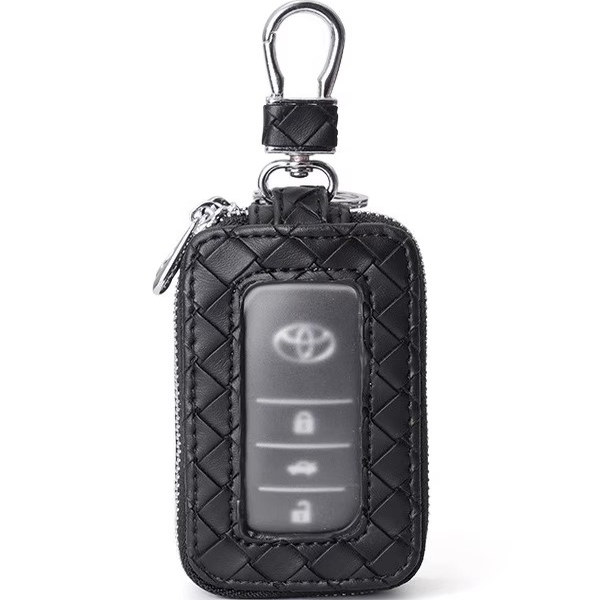 汽车钥匙套通用透明男女改装电动遥控器真皮质感编织车钥匙腰包扣 - 图3