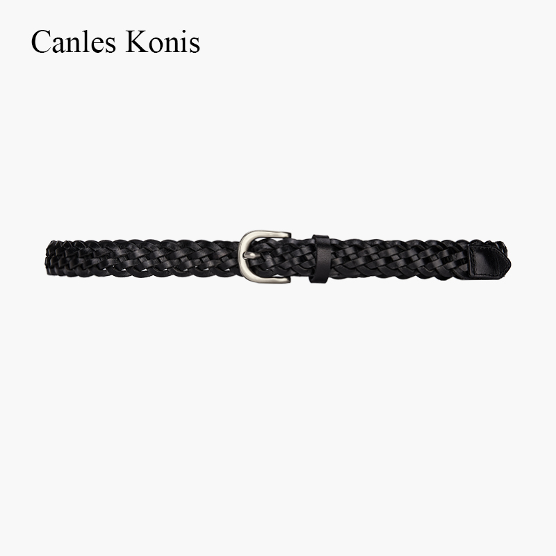 官网小Canles Konis编织腰带女2025夏新款皮带女真皮装饰配牛仔裤 - 图2