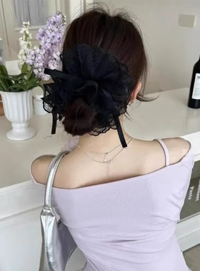 四层蕾丝花边抽绳款大肠发圈女扎头发发绳可调节头绳皮筋头花头饰