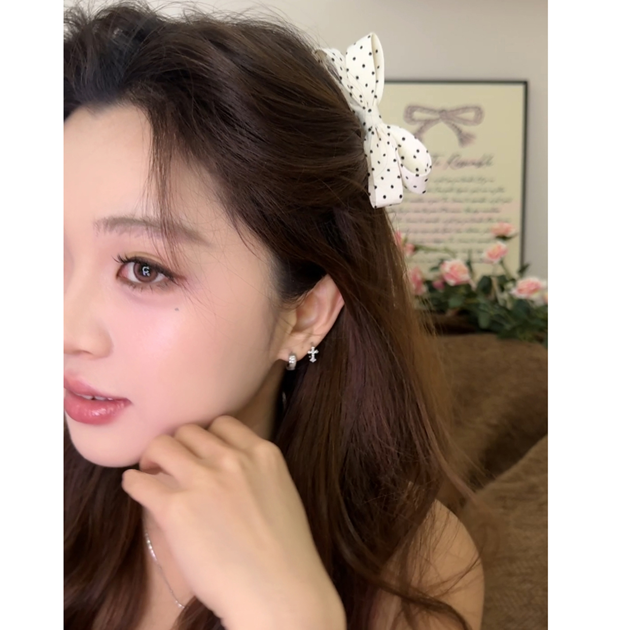 侧边倒插梳波点立体蝴蝶结齿梳刘海碎发整理短发公主头发夹女发卡 - 图1