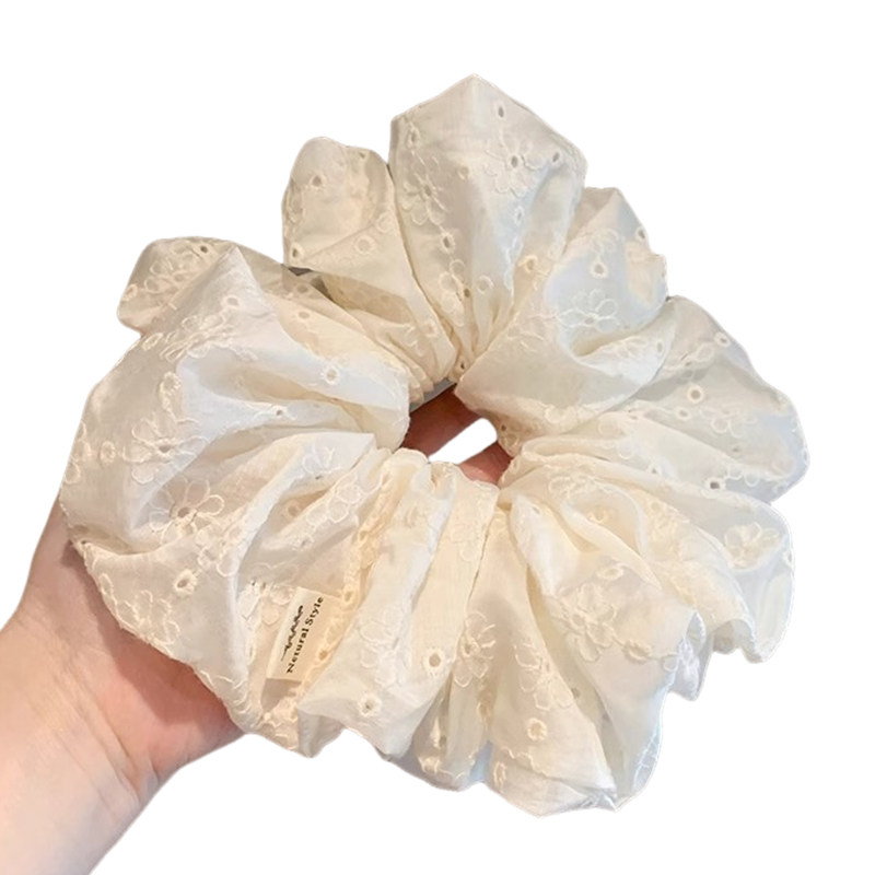 韩国慵懒风刺绣蕾丝肥肠圈基础网红米色温柔气质发绳皮筋发圈,淘宝优惠券,粉丝福利购,淘宝优惠卷