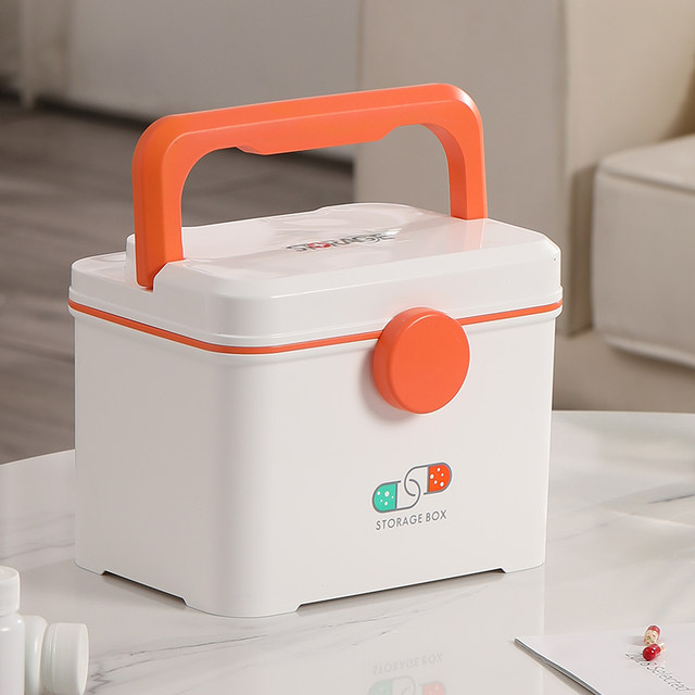 Multifunctional large-capacity medicine box double-layer handheld
