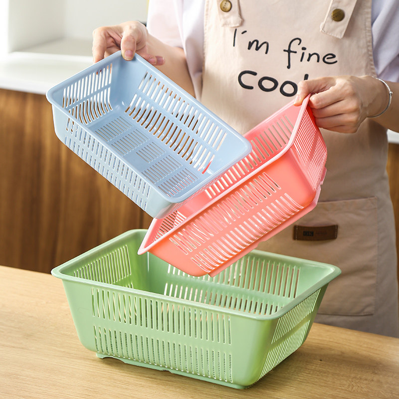 长方形洗菜篮厨房镂空沥水篮果蔬筛配菜篮套装大号塑料收纳筐配货,淘宝优惠券,粉丝福利购,淘宝优惠卷