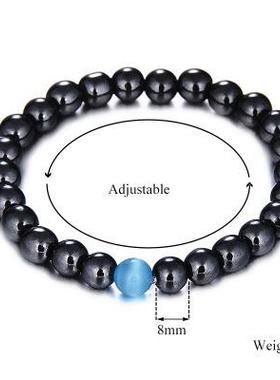 New Trendy Lava Stone Men Bracelet Natural Black Cholesterol