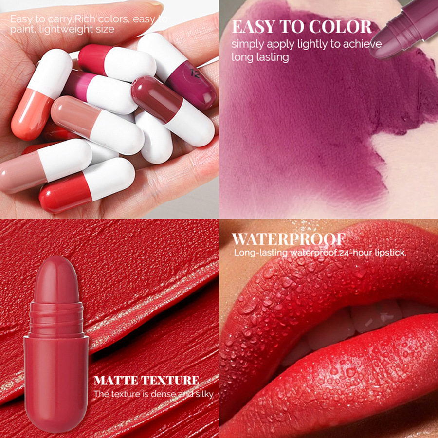 MAGIC CASA18色胶囊口红套装持久防水不沾杯迷你哑光唇膏跨境批发,淘宝优惠券,粉丝福利购,淘宝优惠卷