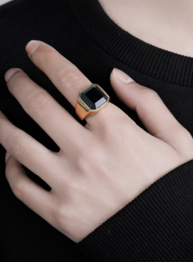 男钛钢人工宝石嘻哈潮流镶嵌宝石