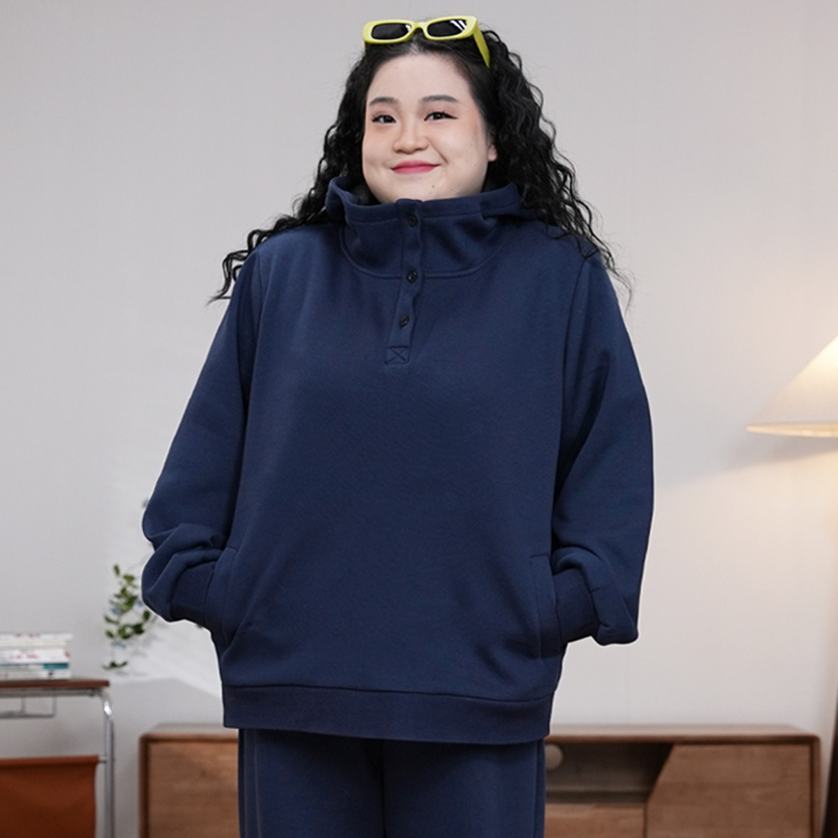 福饮沸别【慵懒暖呼呼】加绒秋冬大码胖mm连帽套装25162/25149,淘宝优惠券,粉丝福利购,淘宝优惠卷