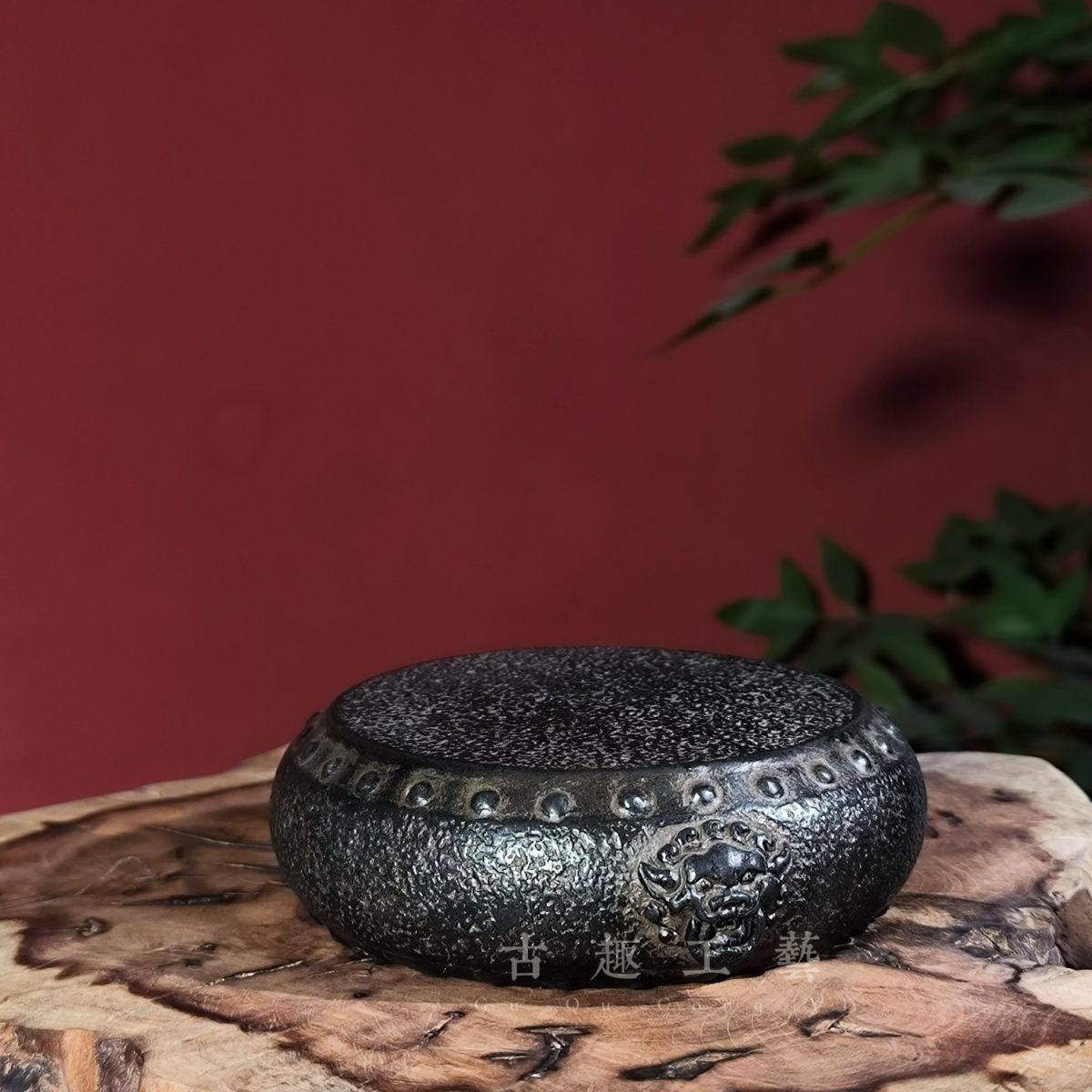 新中式仿古做旧石鼓茶宠摆件创意小底座盖置杯垫客厅茶桌装饰造景,淘宝优惠券,粉丝福利购,淘宝优惠卷