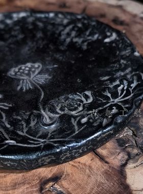 中式复古做旧莲蓬荷花底座摆件创意仿古家居装饰圆形古风壶承杯托