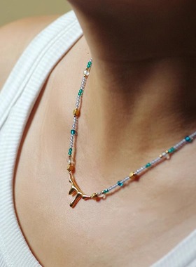 钛钢水晶锁骨链女手工轻奢项链