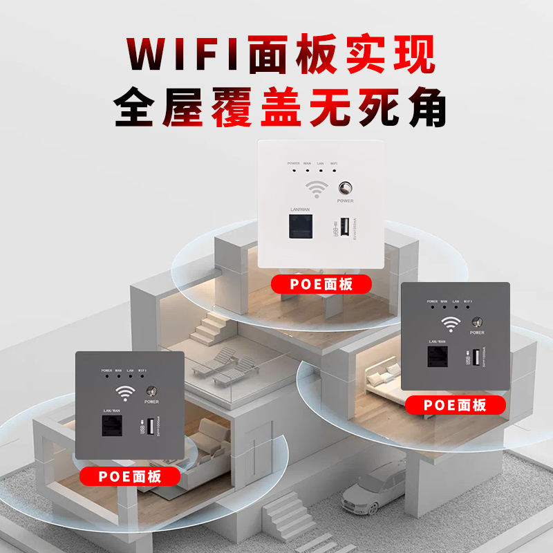 86型墙壁wifi路由器千兆无线中继信号放大器网线供电酒店开关面板 - 图0