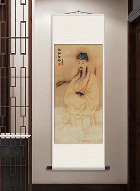 吕洞宾卷轴装饰画挂画卷轴字画丝绸壁画吕纯阳吕祖师画像包邮挂画