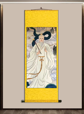 胡三太爷胡三太奶画像挂画东北出马堂口家用装饰画客厅玄关卷轴画