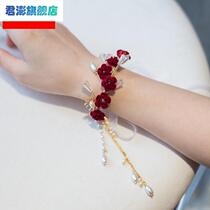 Flowers also New Wedding Brides Wrist Flowers Chinese Wedding Bridesmaid Wedding Bridesmaids Ring Sisters Red Hand Flowers