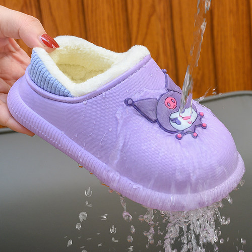 库洛米女童公主棉拖鞋包跟女宝宝居家外穿防滑保暖学生防水棉鞋冬 - 图2