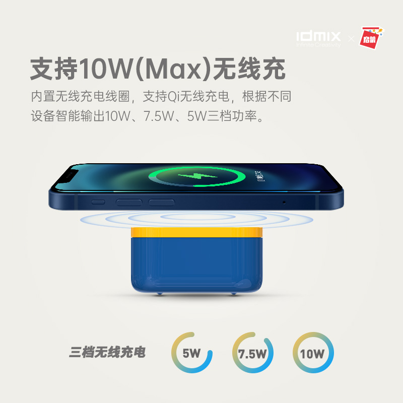 idmix积木PD65W桌面多功能充电器10W无线充适用iPhone15/12/13/14Pro闪充MacBook Pro笔记本电脑iPad Pro快充 - 图1