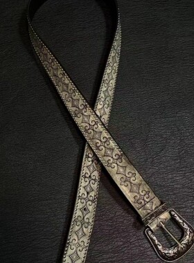 中古做旧西部图腾雕花腰带