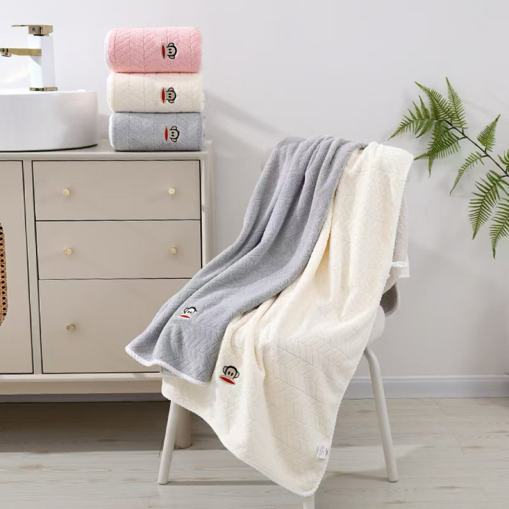 7A抗菌大嘴餱麦穗浴巾柔软洗澡家用吸水不掉毛微粒绒毛浴巾