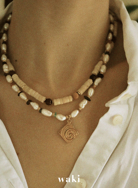 waki 砂砾果实 Sandy Fruit 蛋白石拼色天然度假感手工串珠项链