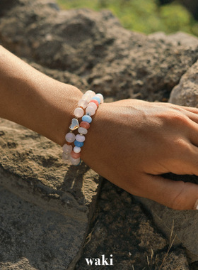 waki 情人节限定 Pink Crystal 粉色水晶系列串珠手链