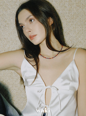 waki 加勒比盛夏 Caribbean Summer 红蓝撞色度假感手工串珠项链