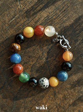 waki 浪漫宇宙 Dreamy Cosmos 彩色玛瑙存在感度假串珠手链