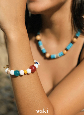 waki 贝壳湖泊 Seashell Lagoon 多元素贝壳彩色串珠手链