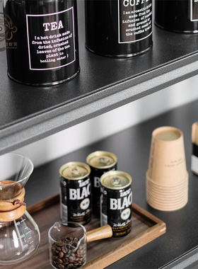 美式轻奢样板间摆件咖啡厅吧台餐厅咖啡豆储存罐边柜橱柜层架