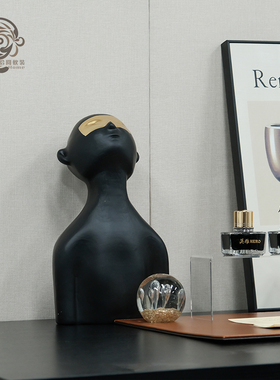 现代轻奢样板间书桌黑金摆件挂画创意书签桌垫家居桌面软装饰品