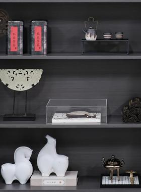 样板间新中式摆件书柜书架展示柜博古架装饰品售楼处软装套装